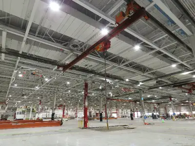 Cleveland Tramrail P&H 1 Ton Single Girder Underhung Bridge Crane 31' 4" Span