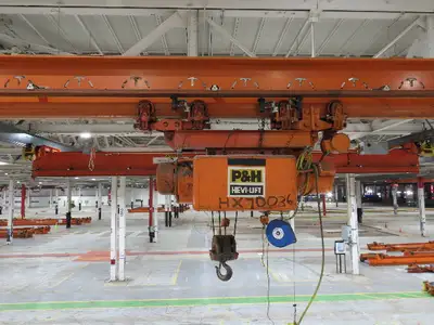Cleveland Tramrail P&H 4 Ton Single Girder Underhung Bridge Crane 36' Span