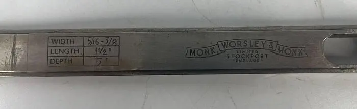 Used MONK, WORSLEY, & MONK 5/16" & 3/8" X 1-1/2" X 5" Misc Woodworking Parts | Pleasant Street Machinery #925886