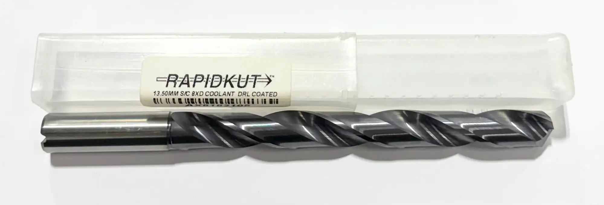 RapidKut 13.5mm Solid Carbide Drill 8xD Coolant Fed TiAlN 140 Deg