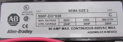 ALLEN BRADLEY 509-DAB-1-90 STARTER SIZE 3 505F-DO*930 509DAB190 NEW SURPLUS