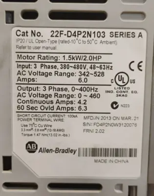 Allen-Bradley 22F-D4P2N103 Electrical/PLC/Automation | ESS Industrial Equipment Sales (5)