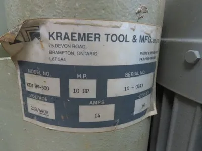 Kraemer KTM HV-300 Dust Collector High Vacuum 10Hp 230/460V 100" Vacuum