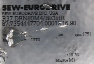 NEW SEW EURODRIVE R37 DRN80M4/BE1HR GEARMOTOR 19.31 230/460V R37DRN80M4BE1HR