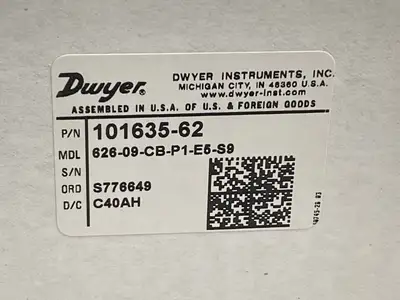 USED DWYER INDUSTRIAL PRESSURE TRANSMITTER 101635-62