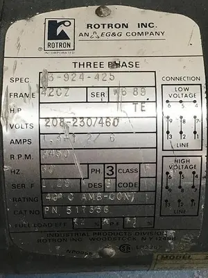 USED EG&G ROTRON DR202Y72-036988
