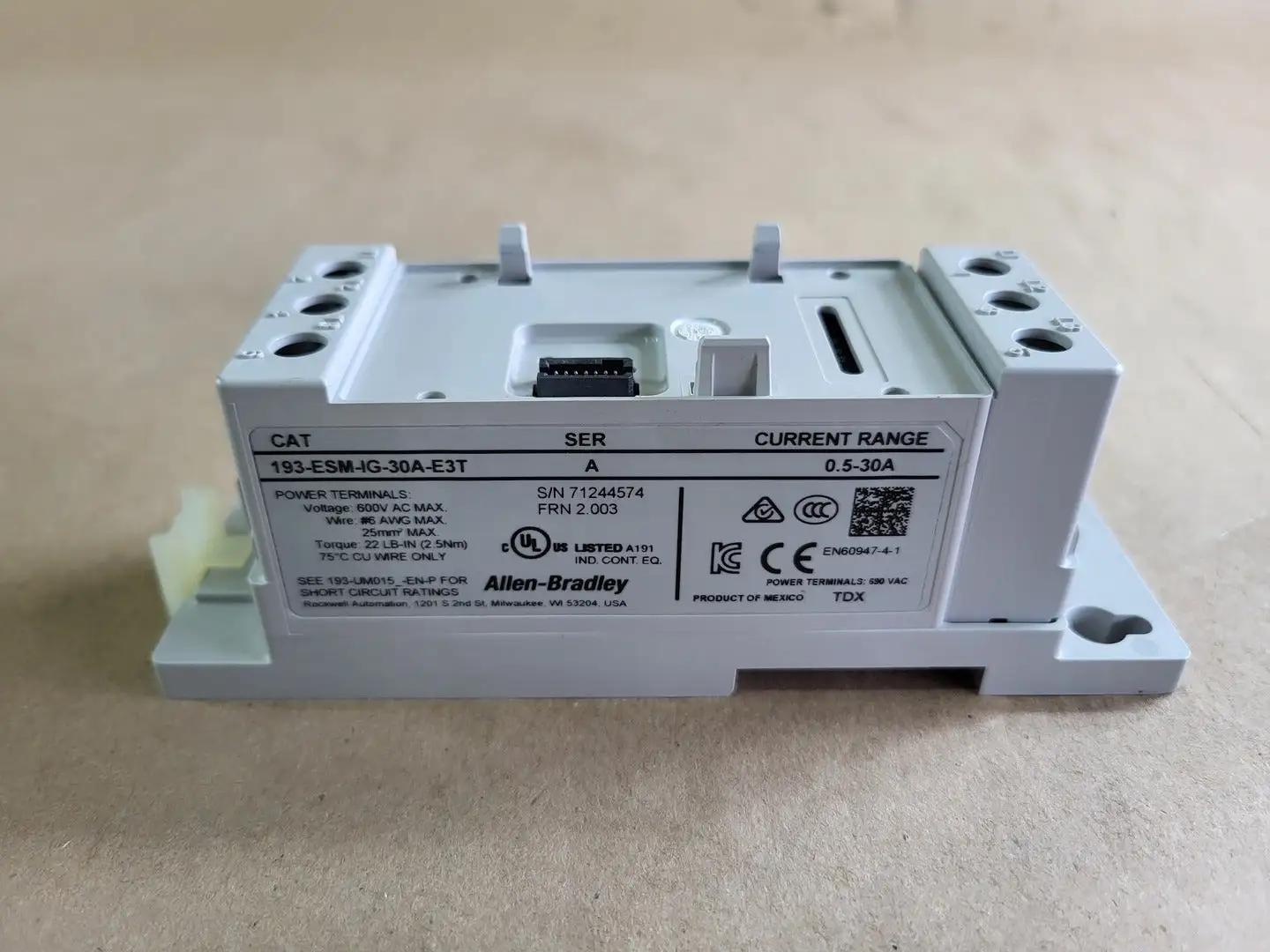 New | in-Stock ALLEN-BRADLEY 193-ESM-IG-30A-E3T Misc Electrical & Power Parts British Columbia CA | Lenmark #246617