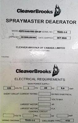 USED 2013 CLEAVER BROOKS NB-100D-35