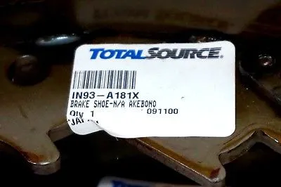 NEW TOTAL SOURCE IN93-A181X BRAKE SHOE SET YT918259300-0RG IN93A181X