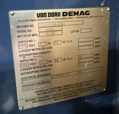 2001 VAN DORN 230HT Injection Molding Horizontal/Vertical | Machinery Network (6)