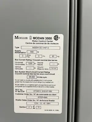 Modan 3000 VFD MCC, 600V, 3-Ph, 1200A, 15 Sections