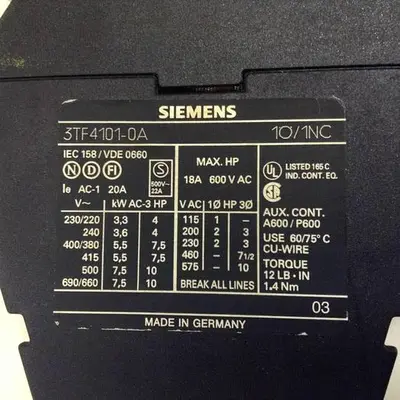 USED SIEMENS 3TF4101-0A