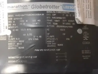 NEW MARATHON MOTORS 184TTDBD6030