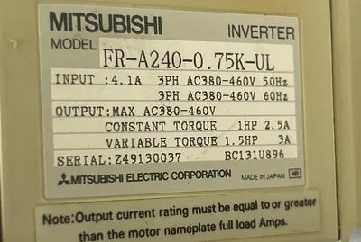 USED MITSUBISHI ELECTRIC FR-A240-0.75K-UL