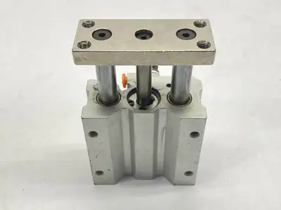USED SMC DOUBLE ACTING GUIDED PNEUMATIC CYLINDER 16MM BORE 30MM STROKE