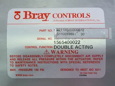 Used BRAY CONTROLS 921190-11300532 Power & Hand Tools (Misc) British Columbia CA | Lenmark #279011