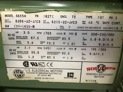 USED US ELECTRICAL MOTORS S655A