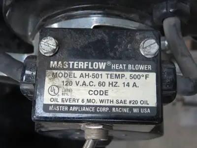 Masterflow AH-501 Electric Heat Blower Floor Stand Adjustable Arm 26x16" Base