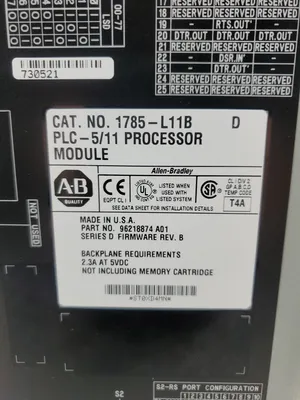 Allen-Bradley 1785-L11B Ser D PLC-5/11 Processor Module. 3D-39