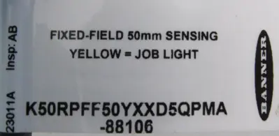 NEW BANNER 8100851 FIXED-FIELD SENSOR K50YARPHD K50RPFF50YXXD5QPMA-88106