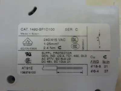 USED ALLEN BRADLEY 1492-SP1D100 SER C