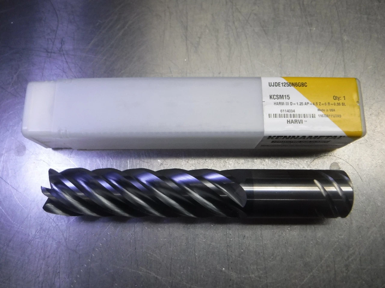 Kennametal 1.250" 6 Flute Carbide Endmill .060"R UJDE1250N6GBC KCSM15 (LOC1493B)