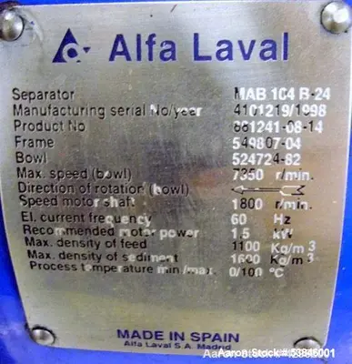 USED ALFA LAVAL MAB-104B-24