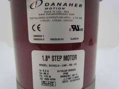 Danaher E41HCLA-LNK-NS-01 1.8° Step Motor 5.3A 65V 172W 1500 RPM Missing Cover
