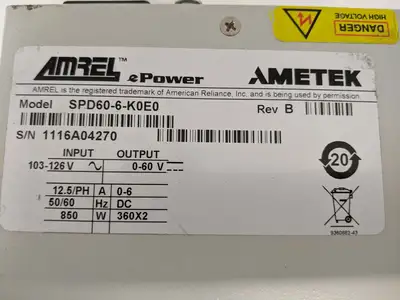 Used Amrel SPD60-6-K0E0 DC Power Supplies Michigan US | Maverick Industrial Sales #1410661