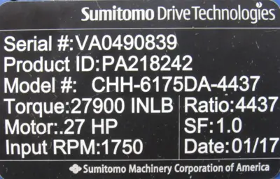 NEW SUMITOMO CHH-6175DA-4437 REDUCER 4437:1 CHH6175DA4437