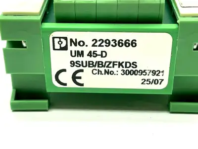 USED PHOENIX CONTACT VARIOFACE TERMINATION BOARD UM 45-D 9SUB/B/ZFKDS
