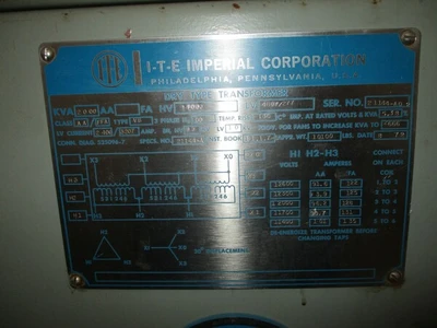 2000 KVA 12000 Primary, 480/277 Secondary, ITE, Dry Type