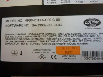 USED BARBER COLMAN 49B0-201AA-C00-C-00