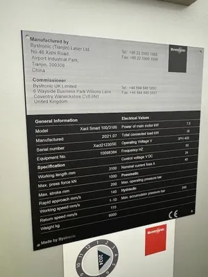 Used BYSTRONIC XACT SMART 100/3100 Press Brakes GB | Bowland Trading Ltd #1566576