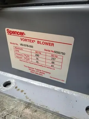 Used SPENCER VB-037B Blowers Pennsylvania US | Hildebrand Machinery Co. #1481733