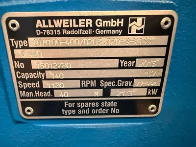 NEW 2015 ALLWEILER NTM 250-400 U5.12D-S-W133-V5