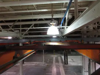 Cleveland Tramrail P&H 11 Ton Double Girder Underhung Bridge Crane 34' 10" Span