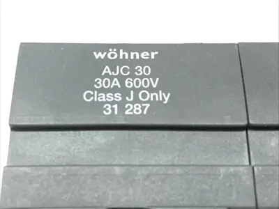 Used Wohner 3-Pole Fuse Holder Class J 30A 600V w/ 3x Bussman LPJ-4SP Fuses Fuse Accessories Michigan US | Maverick Industrial Sales #1389533