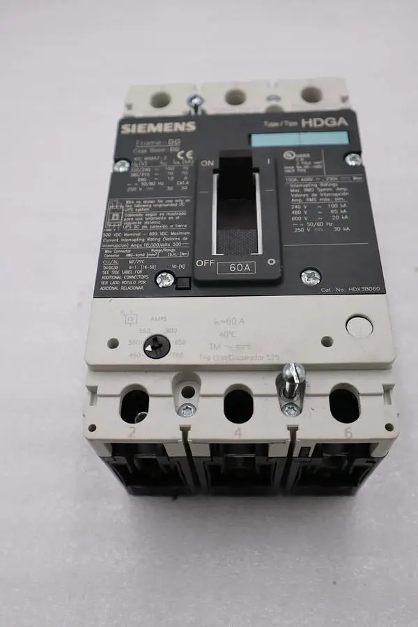 SIEMENS HDX3B060 60 AMP 600V 3 PHASE HDGA TYPE CIRCUIT BREAKER STK H1432
