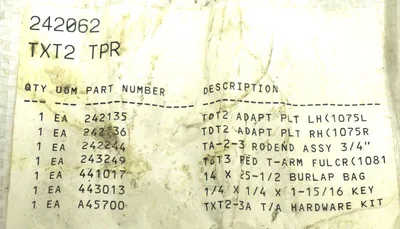 NEW DODGE TXT2 TPR PARTS KIT 242062