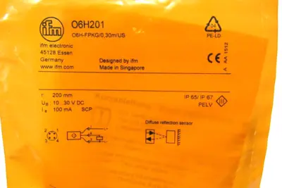 NEW IFM EFECTOR O6H-FPKG/0,30M/US SENSOR O6H201 O6HFPKG030MUS