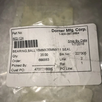 **New 802-124  Rubber Sealed Ball Bearing, 15x35x11, 62D2RS # (Lot Of 16)!!