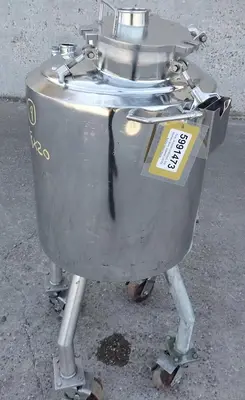Tank, 26 Gallon (100 Liter), 316L Stainless Steel, Jacketed, 100 PSI, Bulling Metal Works, #5991473