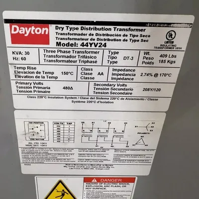 DAYTON 44YV24 Transformers | Great American Equipment Company (2)