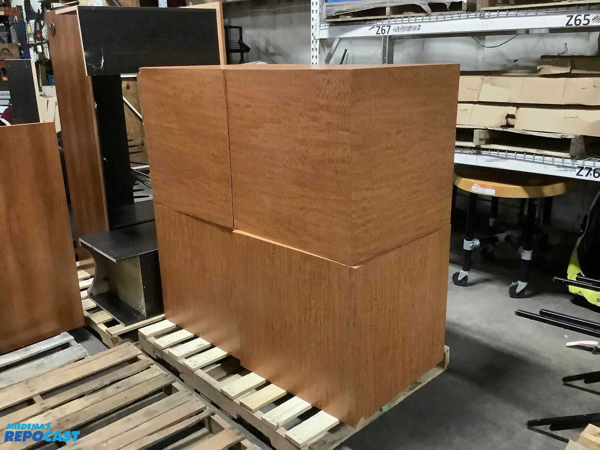 Lot of (4) Wood-Veneered Particleboard Display Cubes, Solid 2x4 Frame, All Measuring 26.25”x27”x27”