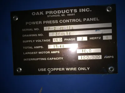 USED 1980 OAK OAK FP-2-48-615 PRESS