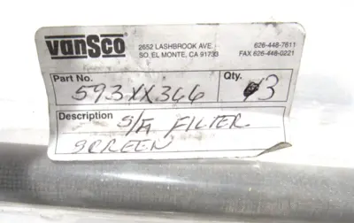 LOT OF 3 NEW VANSCO 593XX366 FILTER SCREENS