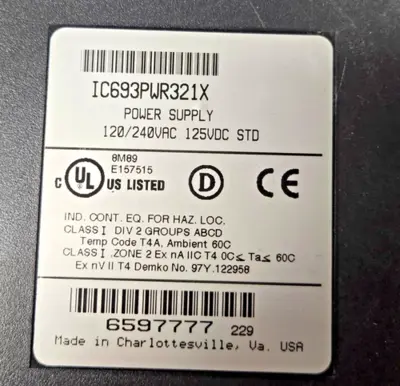 FANUC GE IC693PWR321X IC693PWR321X POWER SUPPLY SERIES 90-30