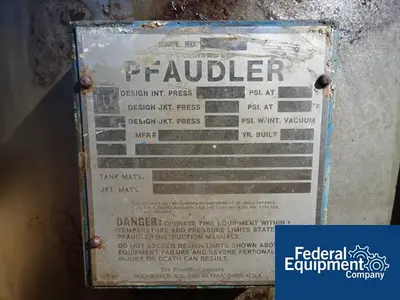 USED Pfaudler 20 Gal Pfaudler Reactor, 316L S/S and Glass,12/100#