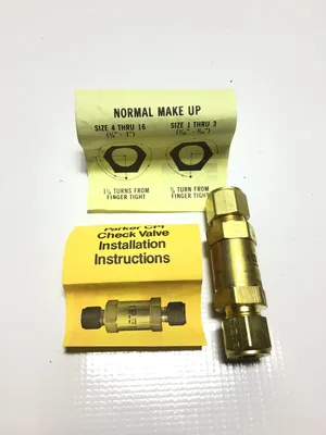 Parker Brass Check Valve 1 PSI Cracking Pressure 3000 PSI Max Hydraulic Pneumatic NOS
